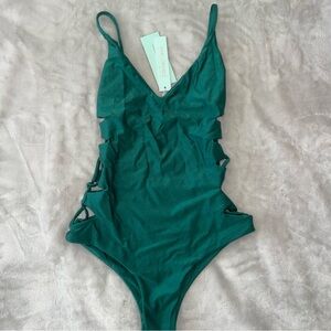 NWT XS San Lorenzo Bikinis shimmer green one piece
